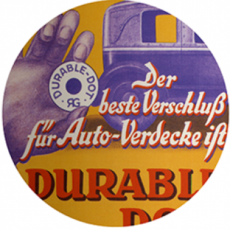 Deutsche Werbung für den "Durable Dot" Druckknopf