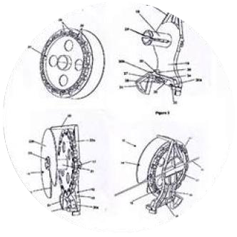 Disegno del brevetto per dispositivo di svolgimento di un filo elastico